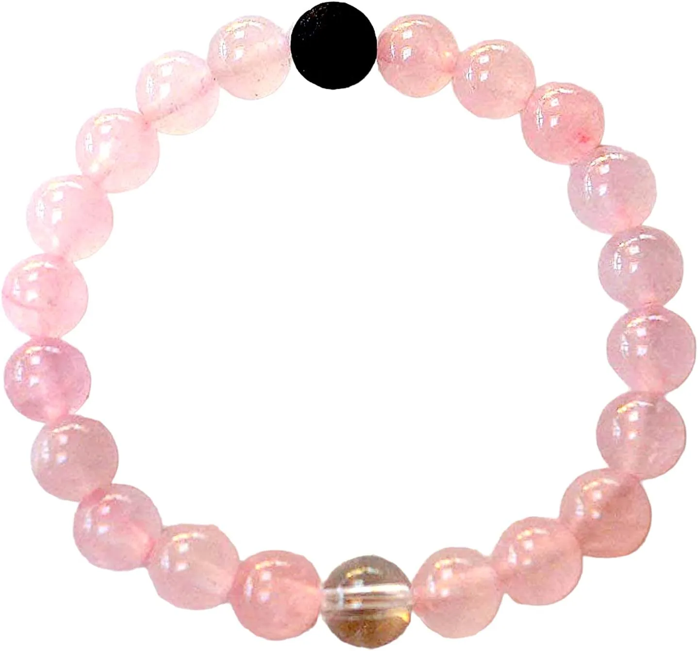 influx passive broadcaster Healing Crystals Rose Quartz Bracelet - Himalyan Ice Crystal Quartz Gemstone - Lava Beaded Bracelet - Breast Cancer 