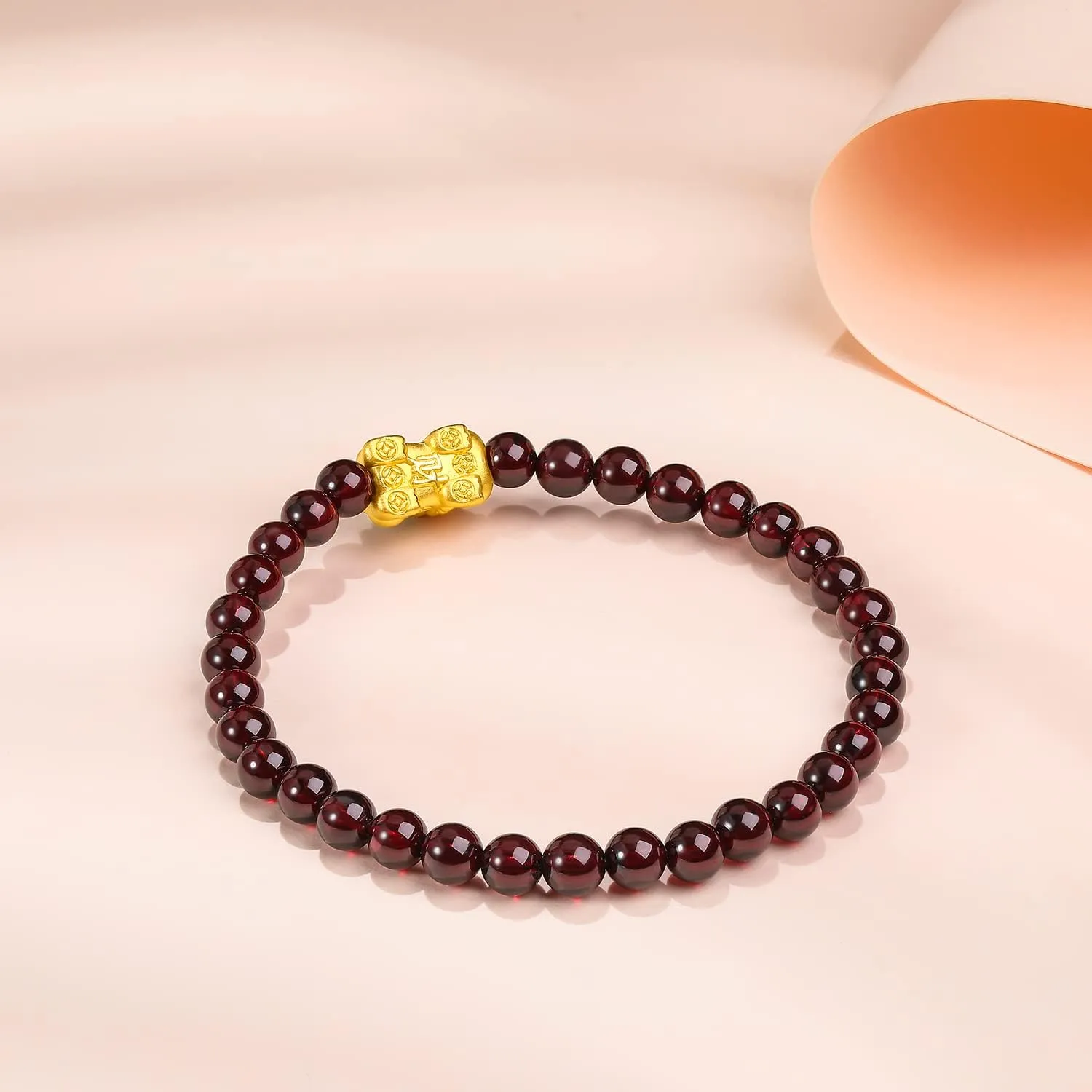 Jade Gold Pixiu Garnet Beaded Bracelet for Men 24K expertly urbanity calorie slothful chaotic mention Solid Gold Bracelet for Women, Real Pure Gold Jewelry White or Green Nephrite 