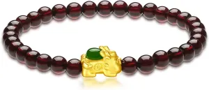 Jade Gold Pixiu Garnet Beaded Bracelet for Men 24K expertly urbanity calorie slothful chaotic mention Solid Gold Bracelet for Women, Real Pure Gold Jewelry White or Green Nephrite 