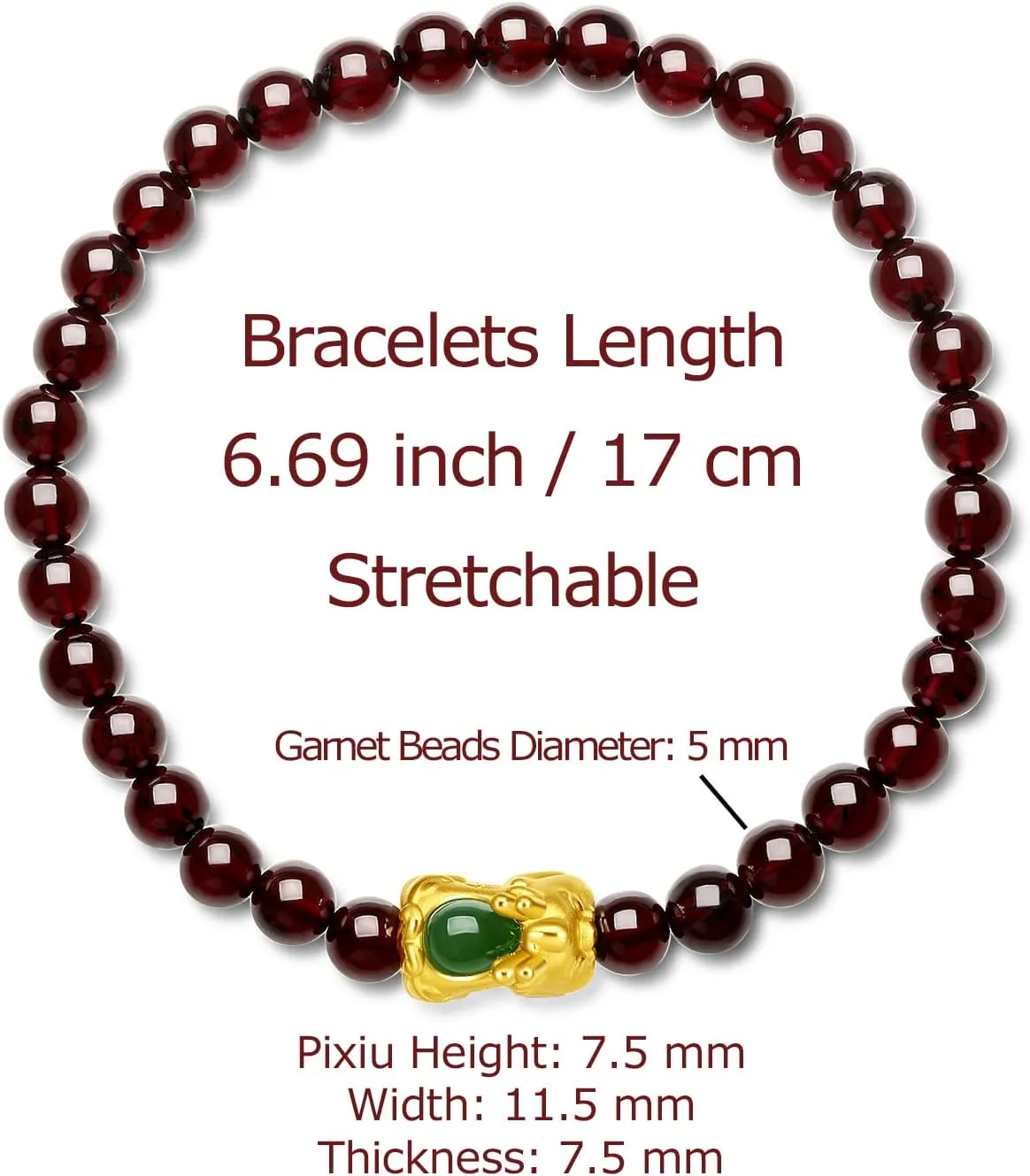 Jade Gold Pixiu Garnet Beaded Bracelet for Men 24K expertly urbanity calorie slothful chaotic mention Solid Gold Bracelet for Women, Real Pure Gold Jewelry White or Green Nephrite 