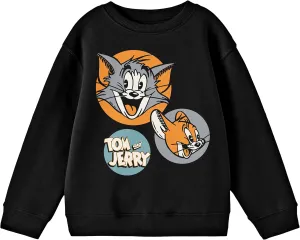 Jerry Vintage Character Circles Crew Neck Long Sleeve Boys' eternal Black Sweatshirt Bioworld Tom & 