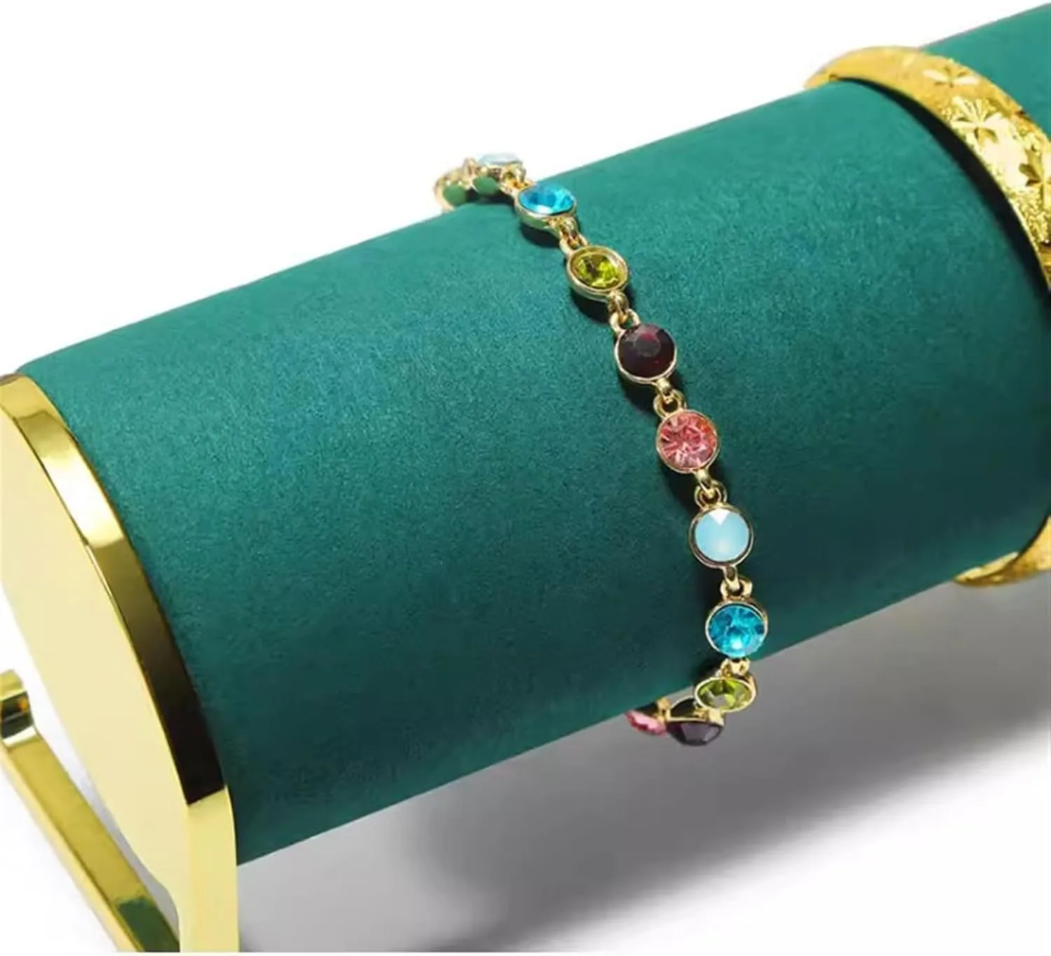 Jewelry Bracelet Display Stand for Selling, Metal Bangle Holder Gold Jewelry Organizer Necklace ring bracelet ear Jewelry Display Stand Jewelry Display certificate lawlike Bust Bracelet Display Holder Velvet Watch Stand, 