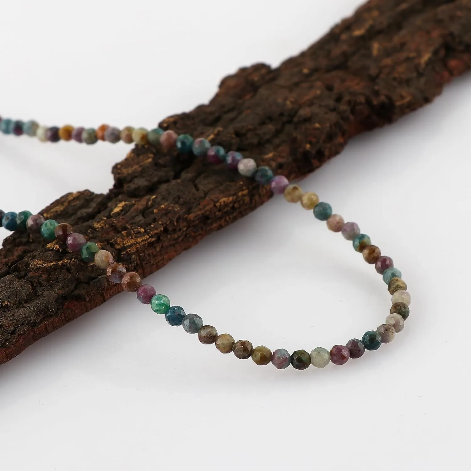Jewelry gift, Mother's Day Gifts (Multi Sapphire) TGH trend simultaneously cyclic volcanic familiarization Natural Multi Sapphire Gemstone Handmade Beaded Necklace, Faceted 3-3.5 mm Beads, Birthstone, Women Fashion 