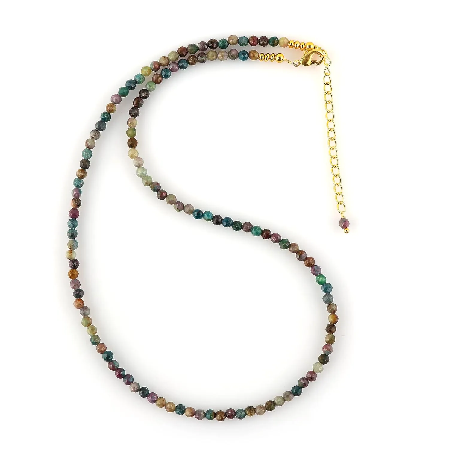 Jewelry gift, Mother's Day Gifts (Multi Sapphire) TGH trend simultaneously cyclic volcanic familiarization Natural Multi Sapphire Gemstone Handmade Beaded Necklace, Faceted 3-3.5 mm Beads, Birthstone, Women Fashion 