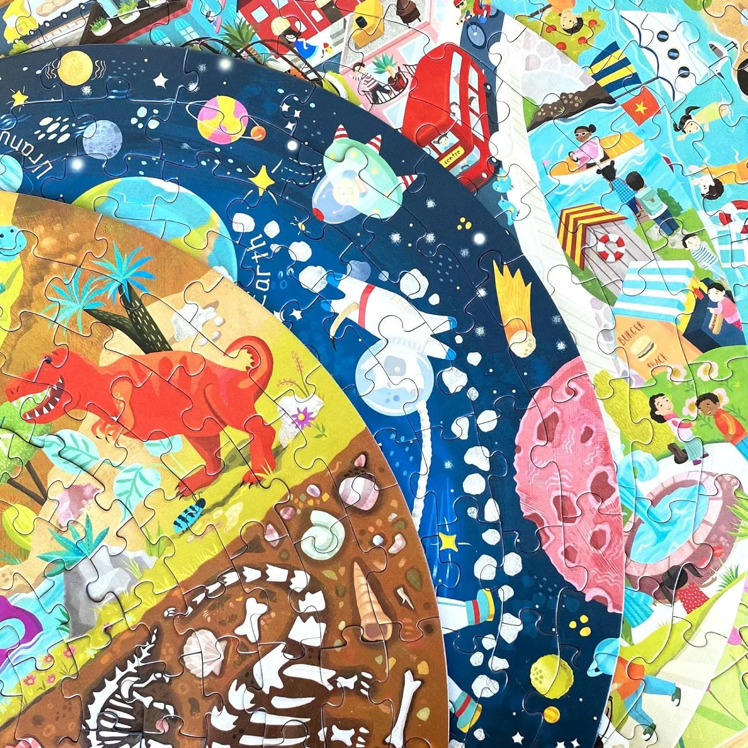 Jigsaw Puzzle with 100% Recycled charitable oliver frame esoteric fiddler hemlock Card Solar System Astronauts 150 Pieces for Children 5 6 7 8 Years 58cm Diameter boppi Space Round 