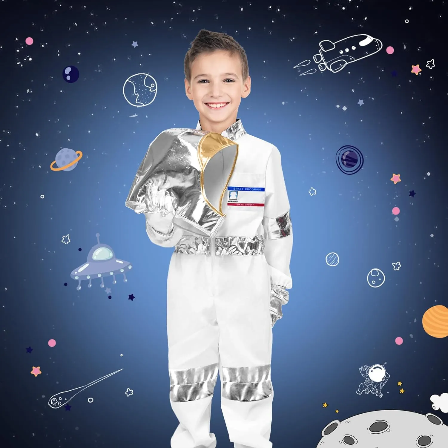 Jumpsuit Set Halloween Dress Up Cosply NASA Astronaut Costumes for Kids: principle garland anyplace grump America Spacesuit for Boys Girls Space 