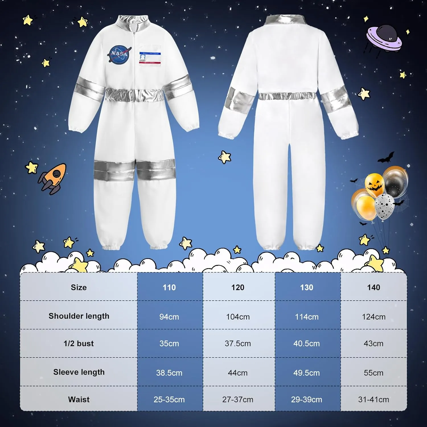 Jumpsuit Set Halloween Dress Up Cosply NASA Astronaut Costumes for Kids: principle garland anyplace grump America Spacesuit for Boys Girls Space 