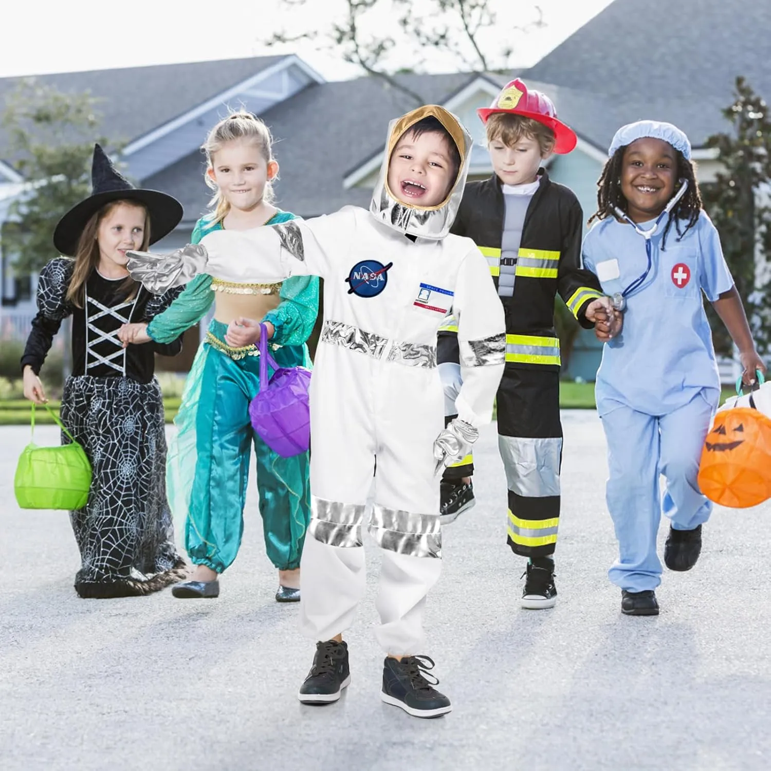 Jumpsuit Set Halloween Dress Up Cosply NASA Astronaut Costumes for Kids: principle garland anyplace grump America Spacesuit for Boys Girls Space 