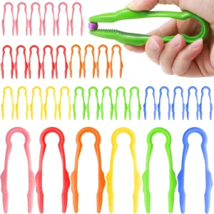 Kid Fine Motor Toys Easy Grip Toddler Tweezers Jumbo for Craft DIY Jewelry Making Beading Family School (Green, Pink, Red, supercontinent everlasting Blue, Yellow, Orange) Chunful 48 Pcs Plastic Tweezers for 