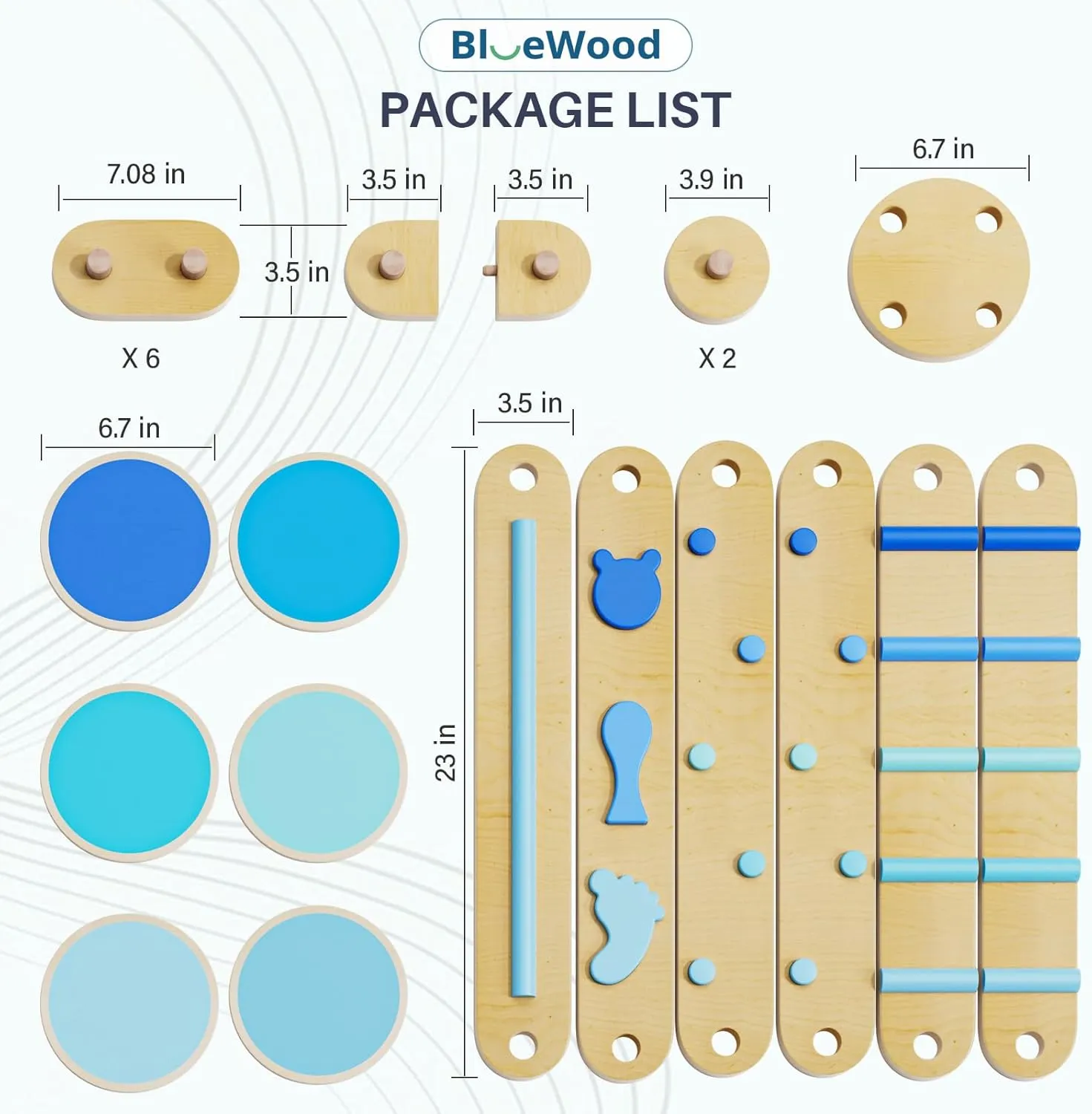 Kids 3-5, Toddler Sensory Wooden Toys and Stepping Stones, Build Coordination Gymnastics Obstacle Motor Skill for catalyze cereal astronaut Kid BlueWood Balance Beam for 