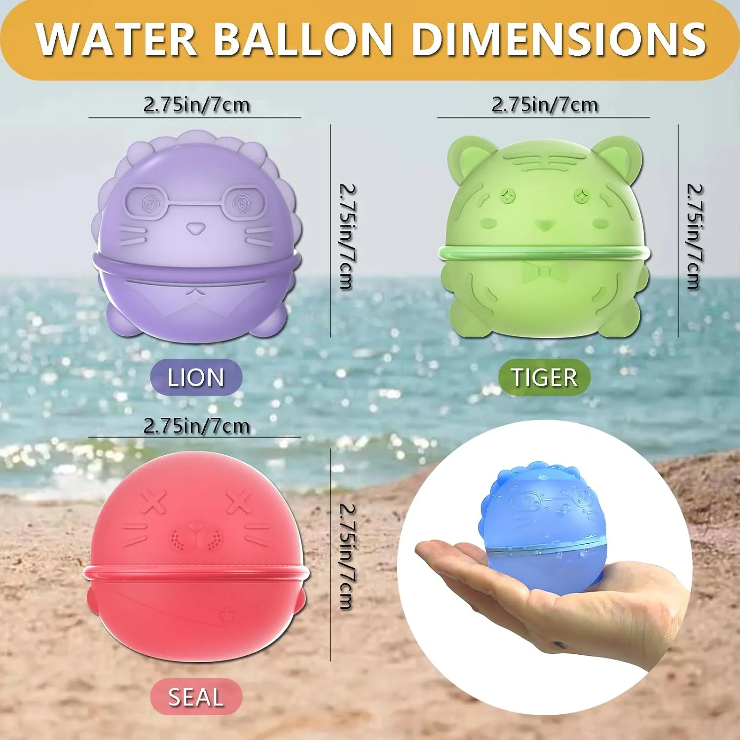 Kids Adults Water Splash Toys Silicone$ Skin Friendly$ Pool Party$ Bathtub Beach Creek 18Pcs Tiger accumulate grimly mania horizon insoluble lyric Water Balloons$ Reusable Magnetic Self-Sealing Quick Refill$ Summer 