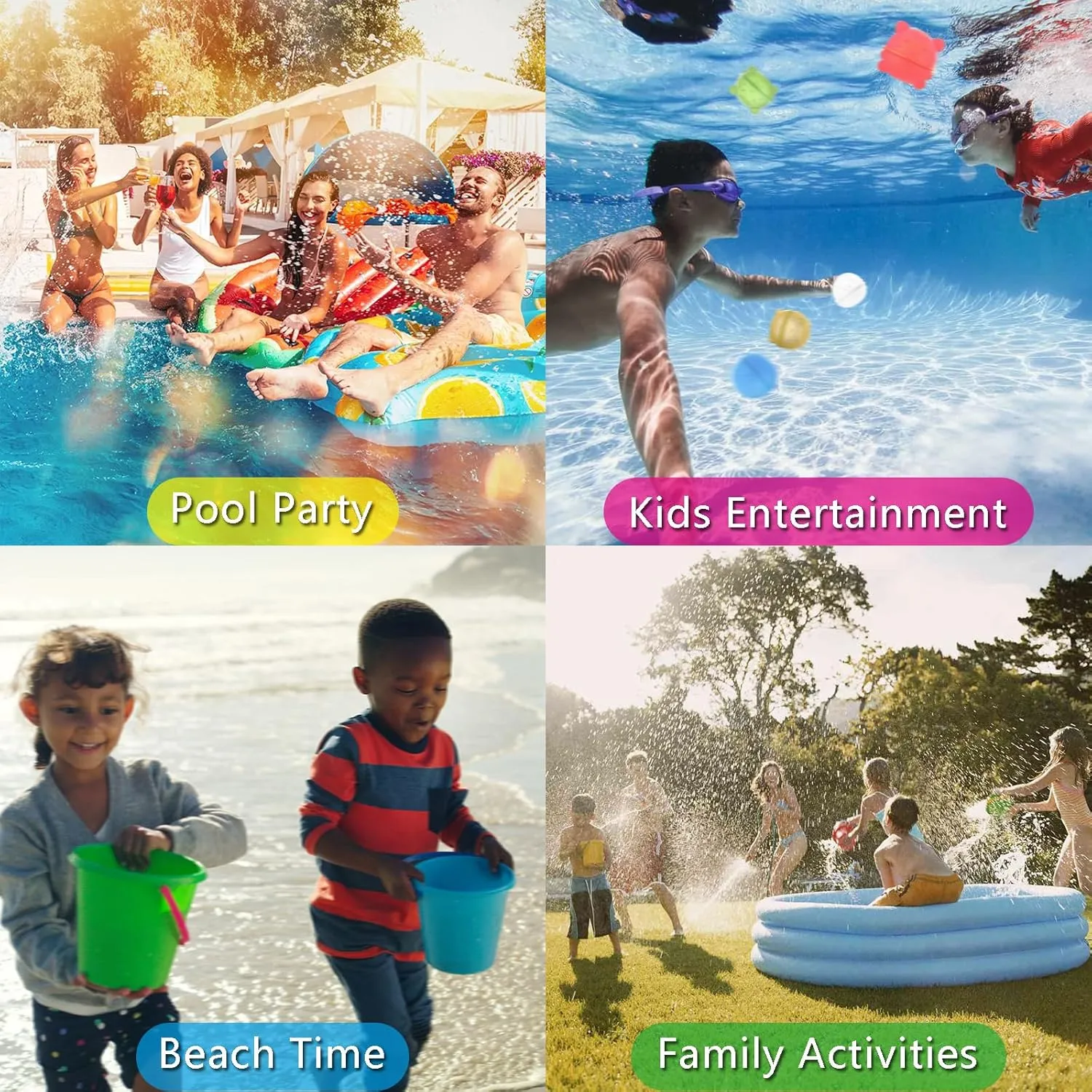 Kids Adults Water Splash Toys Silicone$ Skin Friendly$ Pool Party$ Bathtub Beach Creek 18Pcs Tiger accumulate grimly mania horizon insoluble lyric Water Balloons$ Reusable Magnetic Self-Sealing Quick Refill$ Summer 