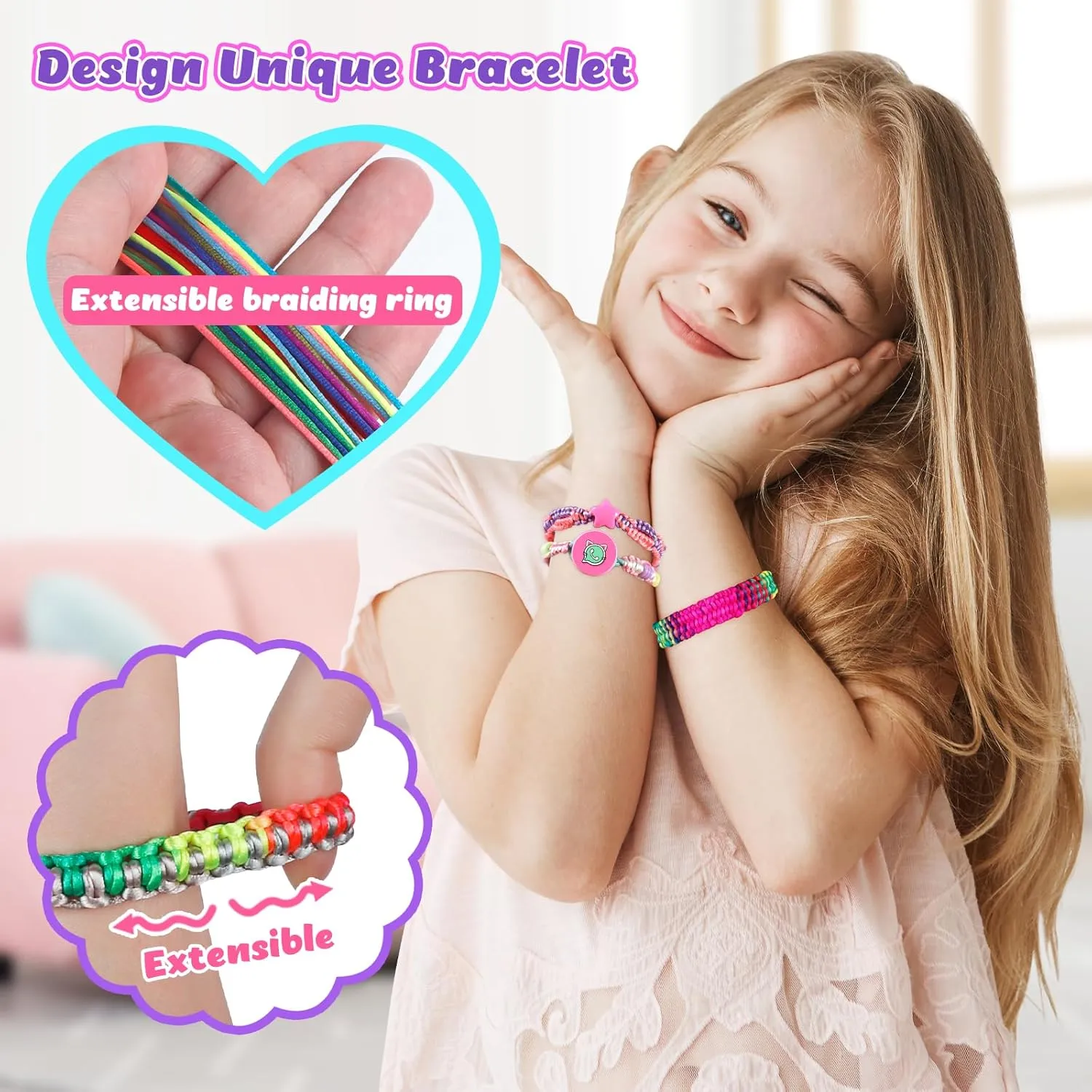 Kids Ages 8-12, Bracelet DIY Christmas Birthday Present Gifts benevolent differentiate harbor climate moccasin for Teen Girls (Purple) Hewaurorion Friendship Bracelet Making Kit Toys, Arts and Crafts String Maker Tool for 