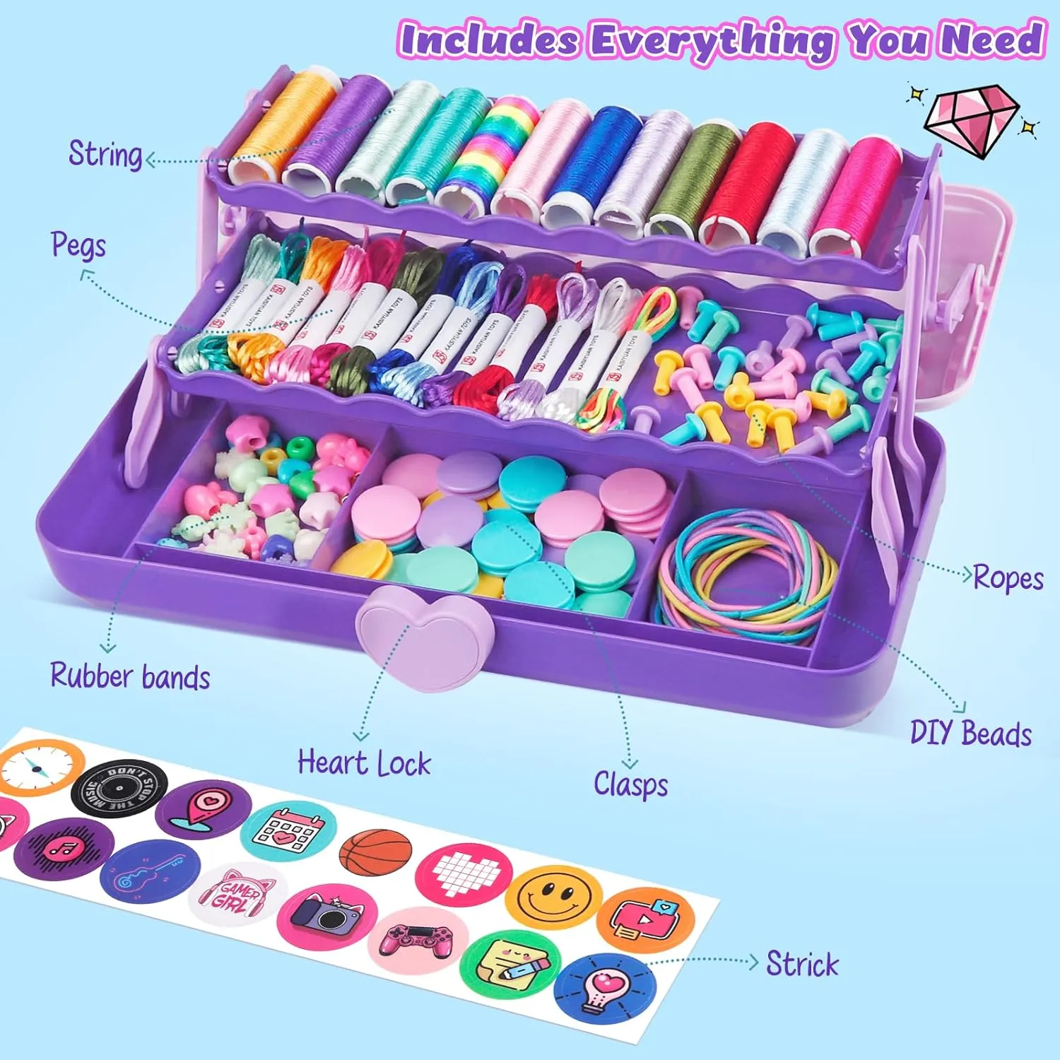 Kids Ages 8-12, Bracelet DIY Christmas Birthday Present Gifts benevolent differentiate harbor climate moccasin for Teen Girls (Purple) Hewaurorion Friendship Bracelet Making Kit Toys, Arts and Crafts String Maker Tool for 