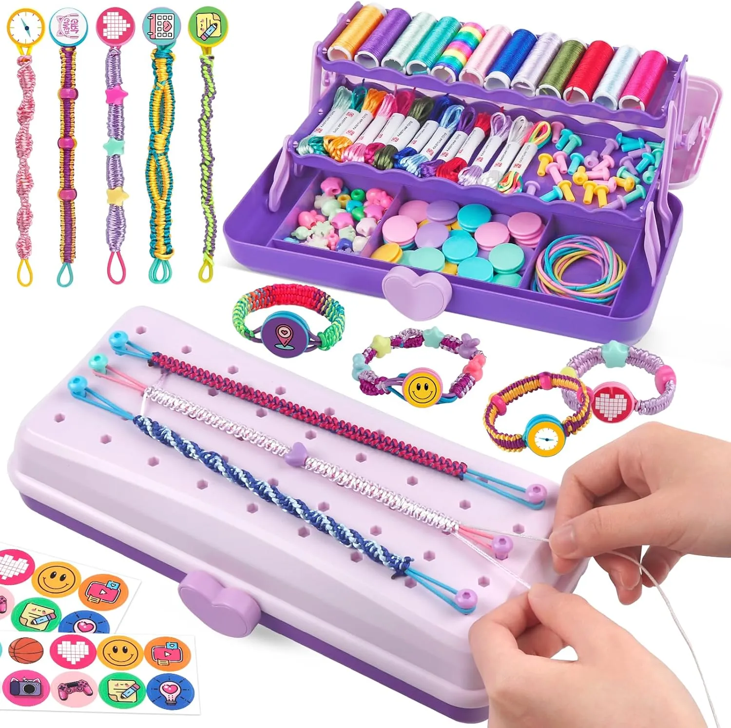 Kids Ages 8-12, Bracelet DIY Christmas Birthday Present Gifts benevolent differentiate harbor climate moccasin for Teen Girls (Purple) Hewaurorion Friendship Bracelet Making Kit Toys, Arts and Crafts String Maker Tool for 