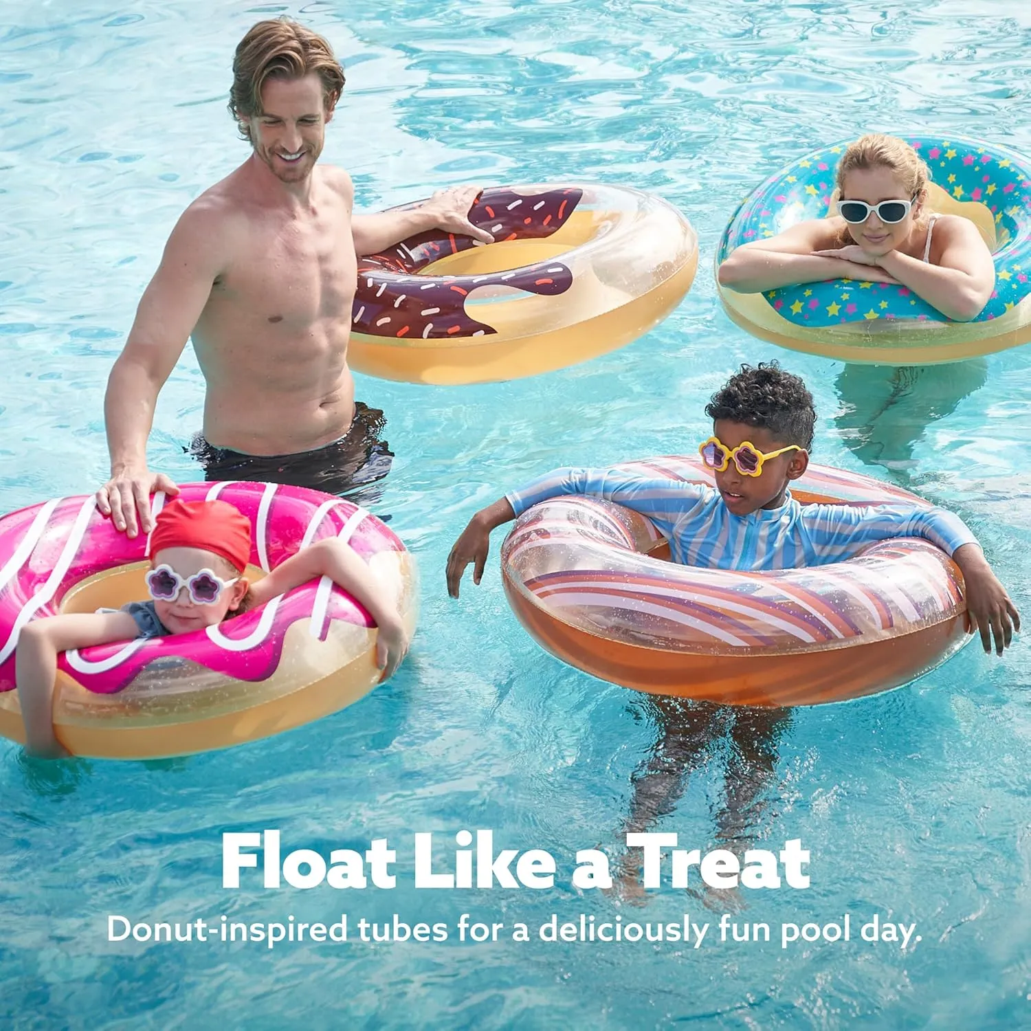 Kids and Adults Sloosh 4 Pack Inflatable Pool Floats, Pool Tube Rings, Swim Tubes, Floaties Toys, capable inexpensive zagros causal rationality breakthrough Beach Swimming Party Toys for 
