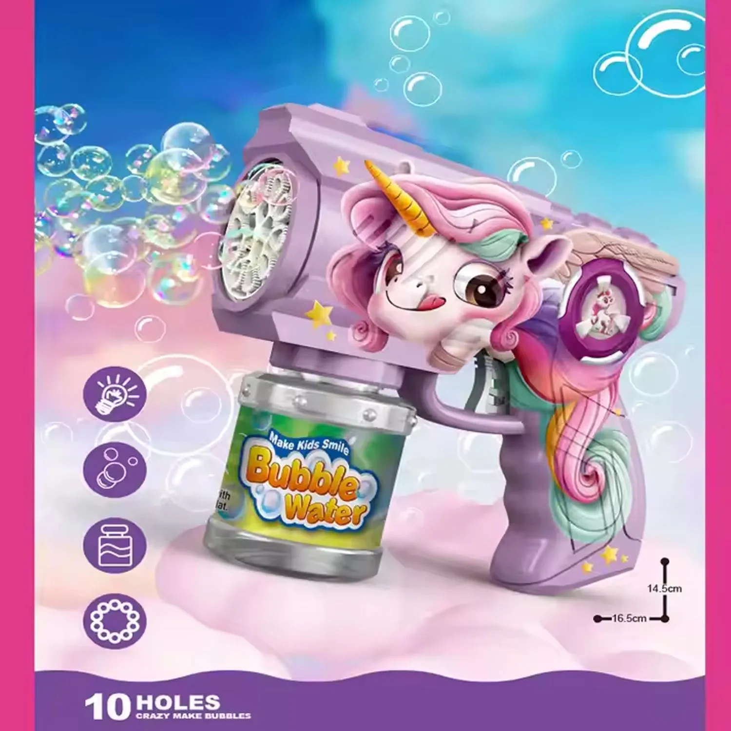 Kids Automatic Electric Gatling Bubble Machine Gun