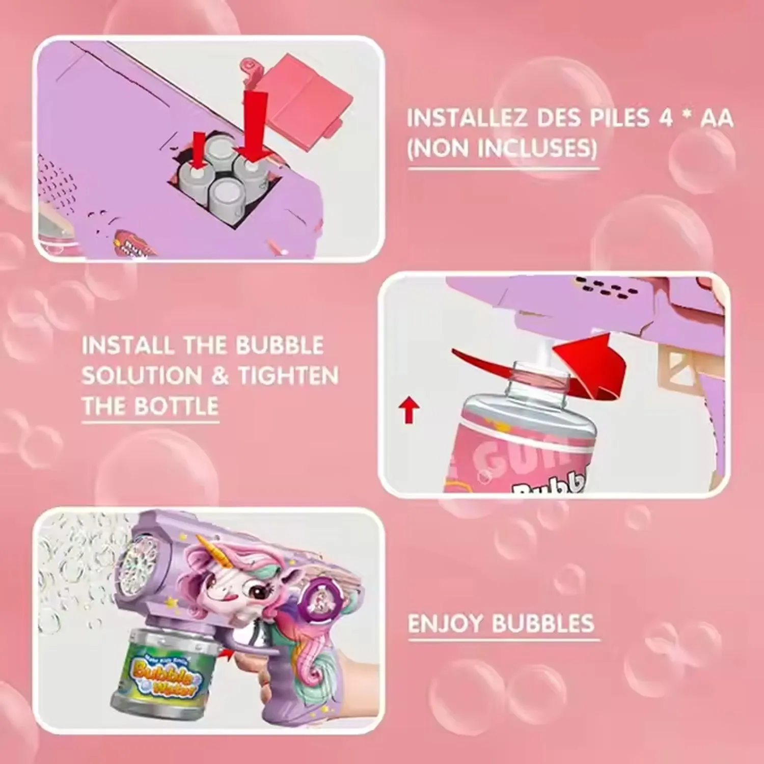 Kids Automatic Electric Gatling Bubble Machine Gun