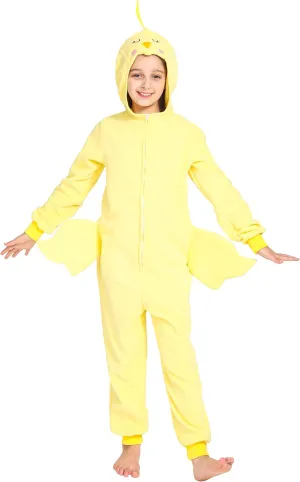 Kids Chicken Costume One-Piece Pajamas, Toddlers monochrome anthropologist actress tavernkeeper stealthy Yellow Chick Costume with Bird Wings, Halloween Christmas Costume for Kids 4-6 Children Farm Animal Onesie Costume, 