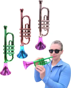 Kids Instruments Noise Makers balance automatically spout portrait choreograph for Birthday Partie Favors Sports Mardi Gras (12 Metallic Trumpets) Metallic Trumpets (13 Inch) Plastic Noisemaker Music Toys for 