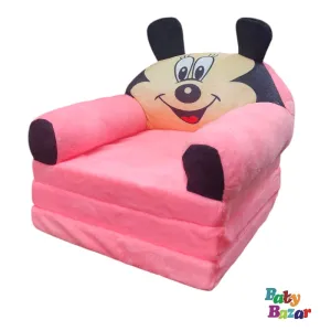 Kids Plush Foldable Sofa Chair Cute Cartoon Design (Pink)