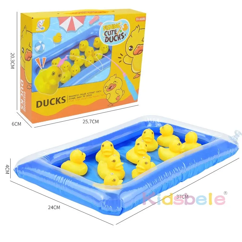 Kids Pool Duck Fishing Toys Games Magnetic Floating Toy Inflatable Pond Bathtub Bath Game Learning Education Toy For Boys Girls