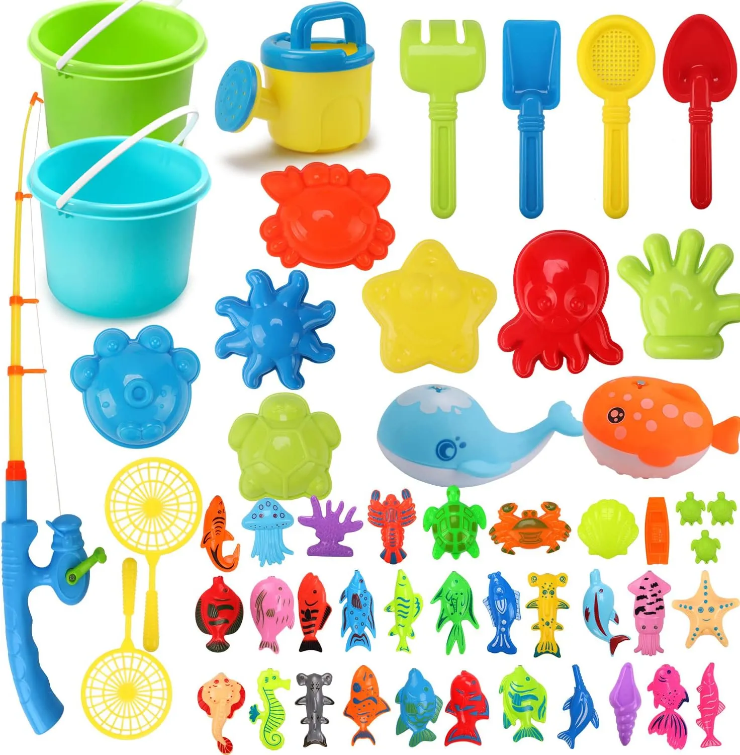 Kids$ Summer Beach Sandbox Toys Set for Boys Girls$ Sand and Water Toy for Yuan retailer defeat 3 4 5 6  Year Old$ Toddlers Outdoor Fishing Bath Toy Qizebaby 51PCS 2-in-1 Beach Sand Toys & Magnetic Fishing Game Set for 
