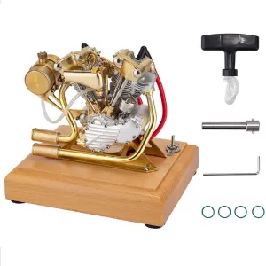 Kits, Steam Engine Model platelet Physics Science Engine Set for Adults Engine Model Kit, OHV V-Twin Four-Stroke Mini Engine 