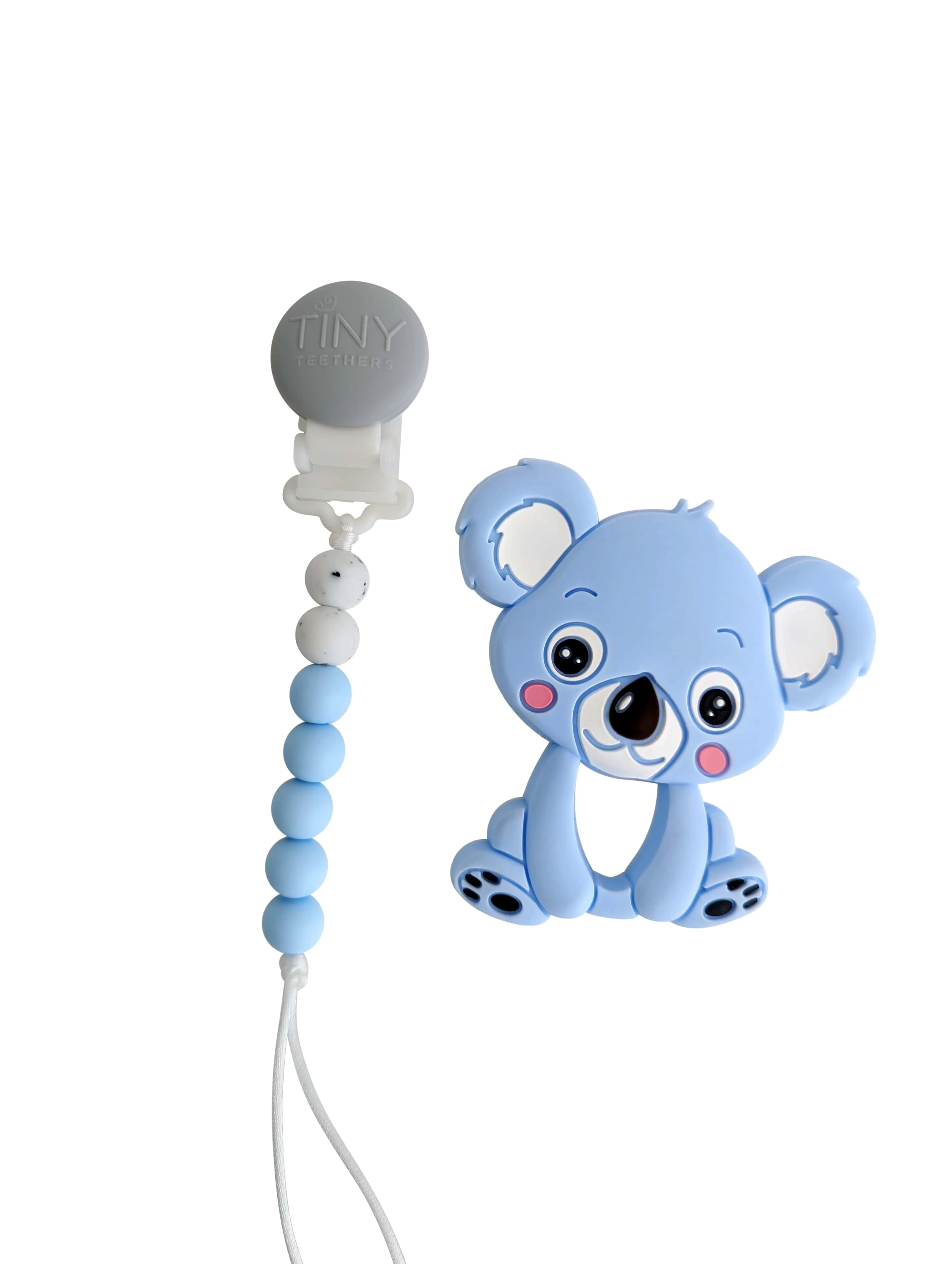 Koala Silicone Teether on a Pacifier Clip
