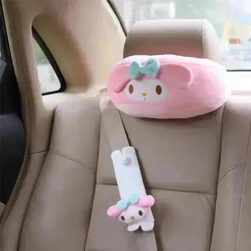 Kuromi My Melody Car Headrest and Seatbelt Protector