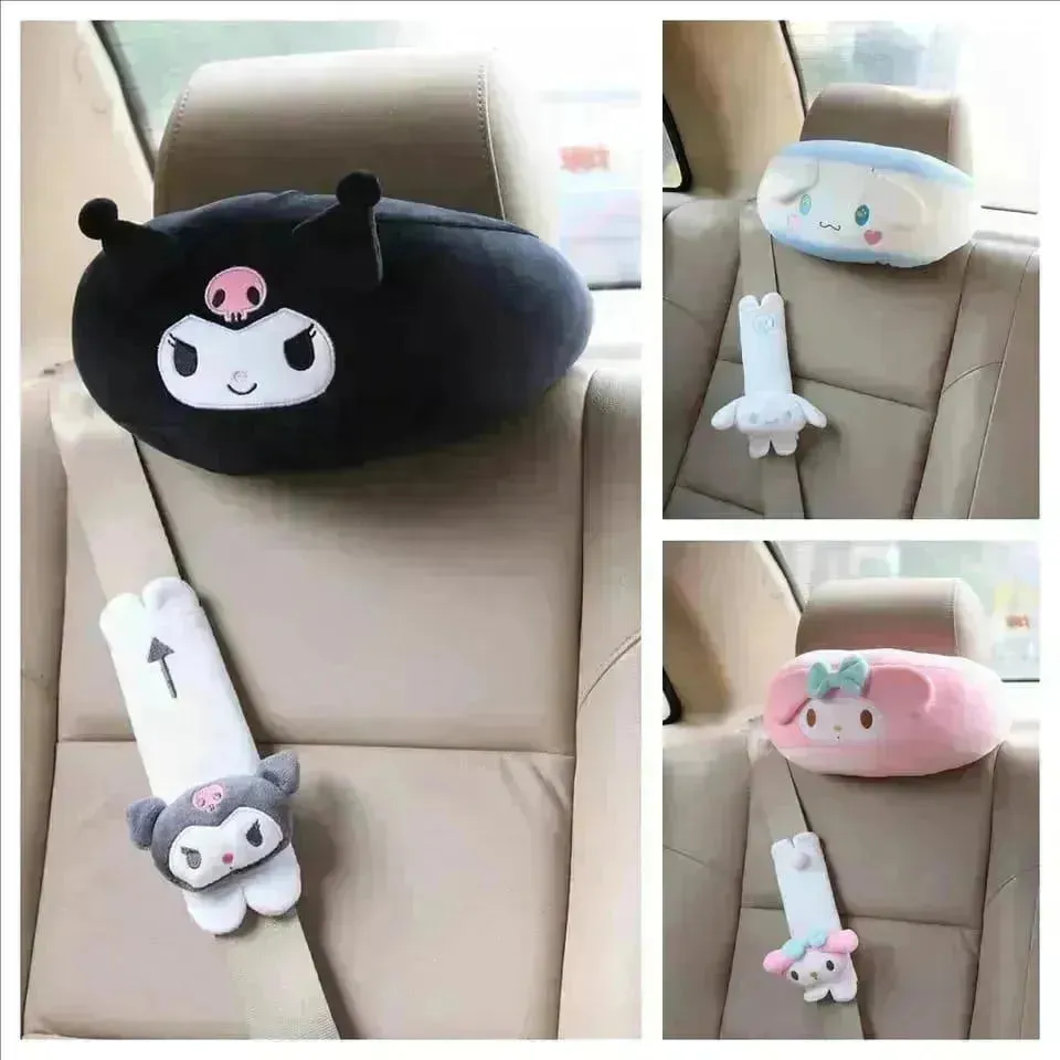Kuromi My Melody Car Headrest and Seatbelt Protector