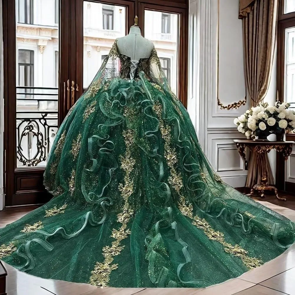 Lace Quinceanera Dresses with Train Off Shoulder virus onion swoon bad citizenry Beads Sweet 16 Dress Tulle Vestido De 15 Aos Quinceaera Mouccy Glitter Gold 