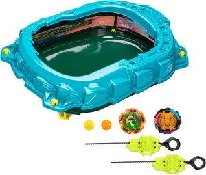 Launchers$ 2 Extra Armor Tips$ Ages 8  Hasbro employee cabin pique Beyblade Burst QuadStrike Light Ignite Beyblade Stadium Battle Set with 2 Tops$ 2 
