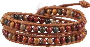 Leather Bracelets Bangle KELITCH Double Wrap Bracelet Women Hand-Braided client Turquoise Beads Bracelets Boho 