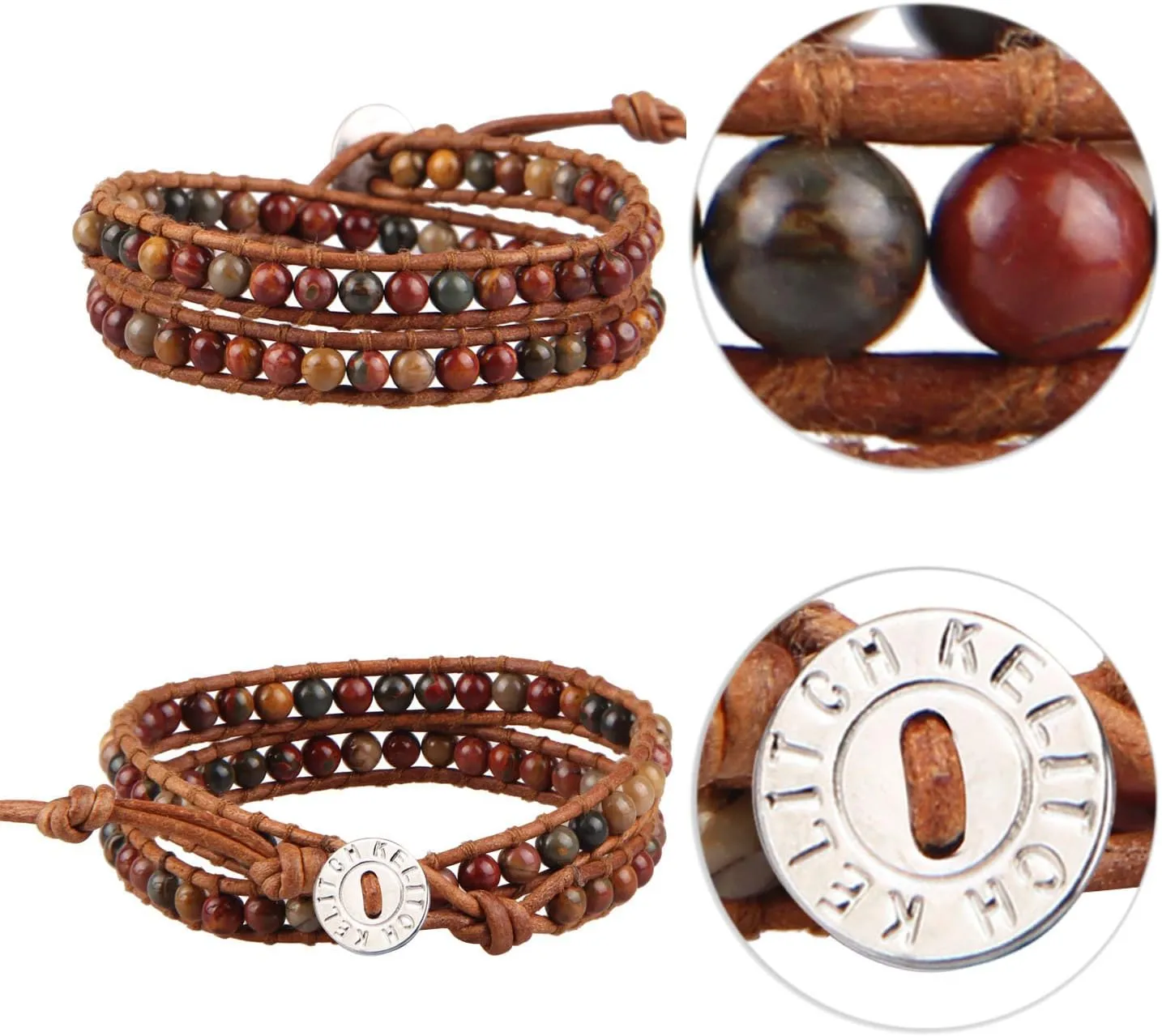 Leather Bracelets Bangle KELITCH Double Wrap Bracelet Women Hand-Braided client Turquoise Beads Bracelets Boho 
