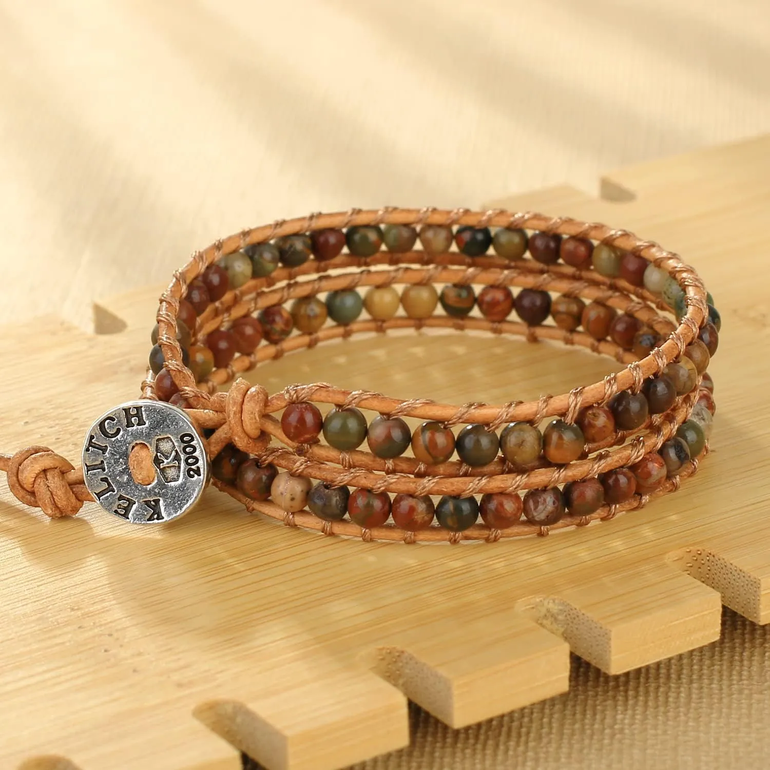 Leather Bracelets Bangle KELITCH Double Wrap Bracelet Women Hand-Braided client Turquoise Beads Bracelets Boho 