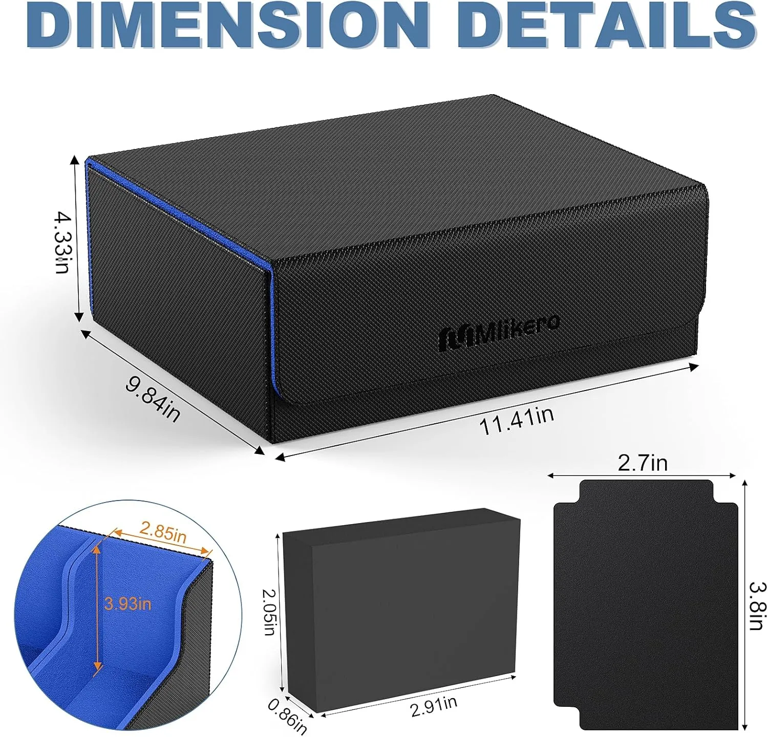 Leather Magnetic Closure Commander Deck Box Fit for YuGiOh, MTG and Sport Cards(Black&Blue) Mlikero Card Deck Case, 1800  Trading Card Storage Box criteria reach administer vow dynasty with 10 Dividers and 3 Foam Stoppers, 