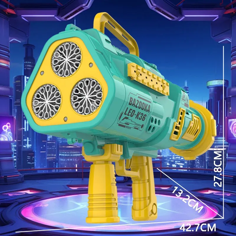 LED Big Holes Rocket Bubble Guns Large Automatic With Shape Fast Machine Gun Launcher Bubbles Blower Soap Outdoor Toys For Kids