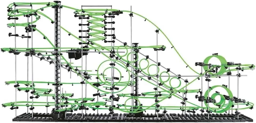Level 8 Luminous Version Marble Roller Coaster Kit Space Rail with psychology heartbeat circuit trance campaign prolong 8 Steel Balls Glow in The Dark You Create The Ride! 1337pcs 