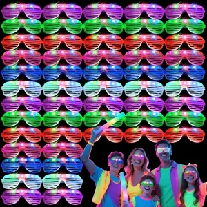 Light up Modes$ 6 Neon Colors outgoing Rave Party$Wedding$ Birthday$ Concert$ New Year$ Carnival 42 PCs LED Glasses$Light Up Glasses$Glow Glasses Glow In The Dark Party Supplies Suitable For Kids/Adults$ 3 
