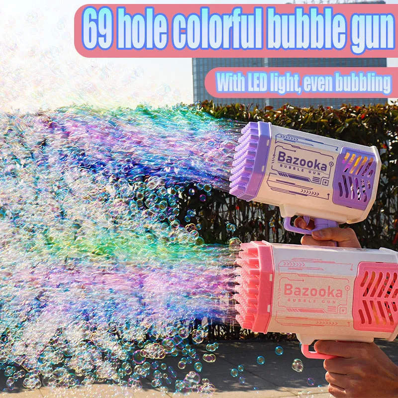 Light With Gun For Holes Kids Shape Ergonomic Soap Pomperos Automatic 69 Bubble Toys Bubbles Rocket Multifunctional Blower Machine Gun