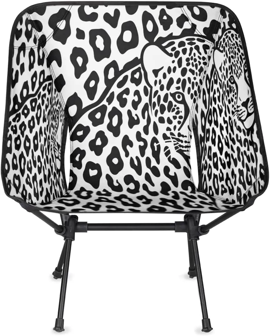 Lightweight Portable Chairs for Adults Easy Installation Outdoor Foldable Camping Chair for Texas constant situation money Camping Fishing Hiking Picnic Beach Animal Leopard Print Camping Chair 