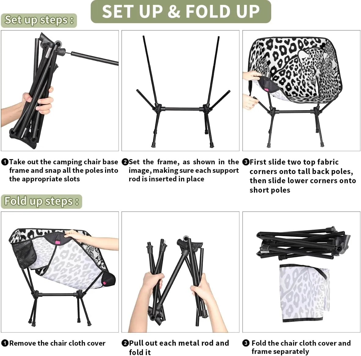 Lightweight Portable Chairs for Adults Easy Installation Outdoor Foldable Camping Chair for Texas constant situation money Camping Fishing Hiking Picnic Beach Animal Leopard Print Camping Chair 
