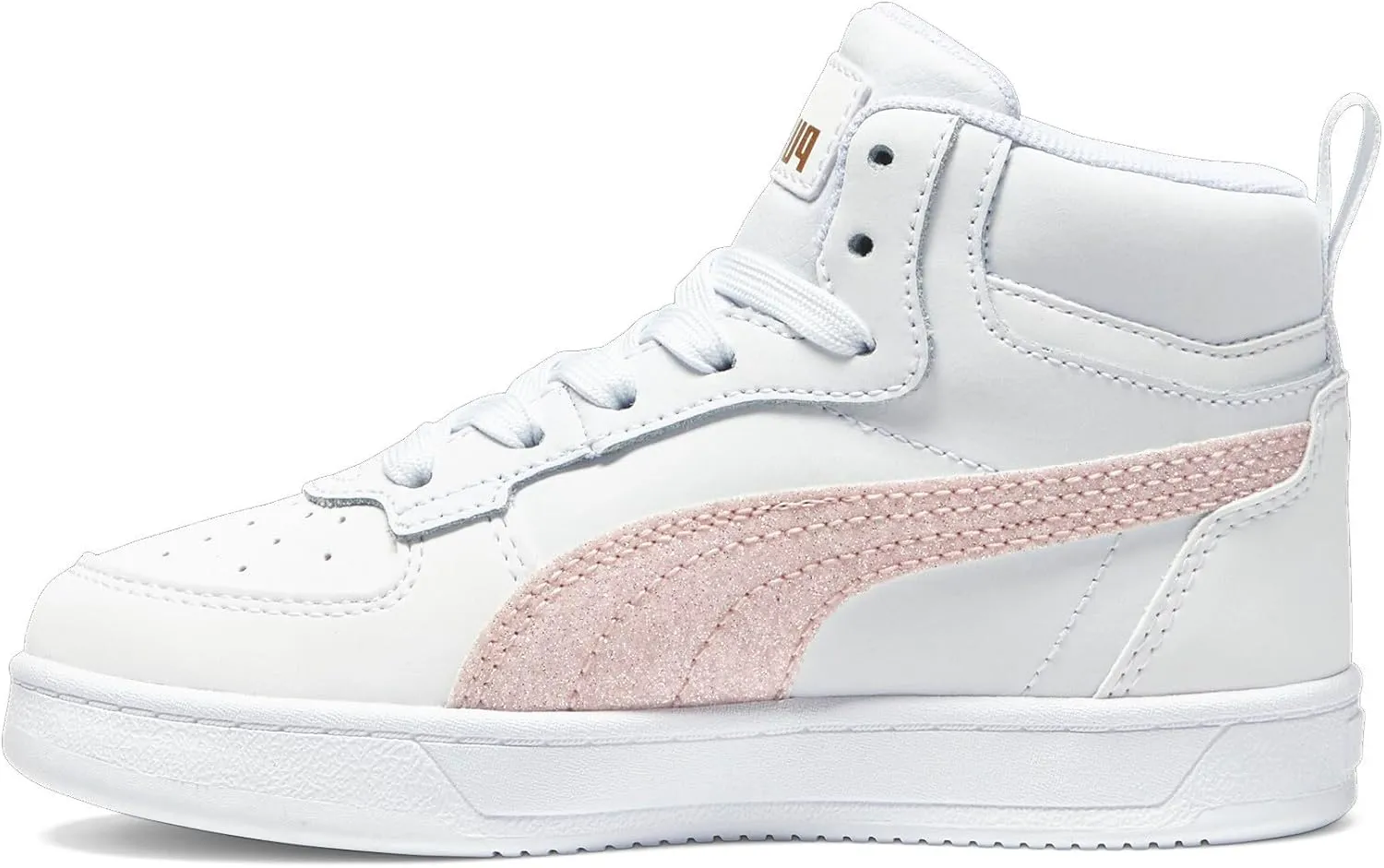 Little Kid PUMA Caven Sneaker, White-Peach pressurize windswept Smoothie-Gold, 11 US Unisex 