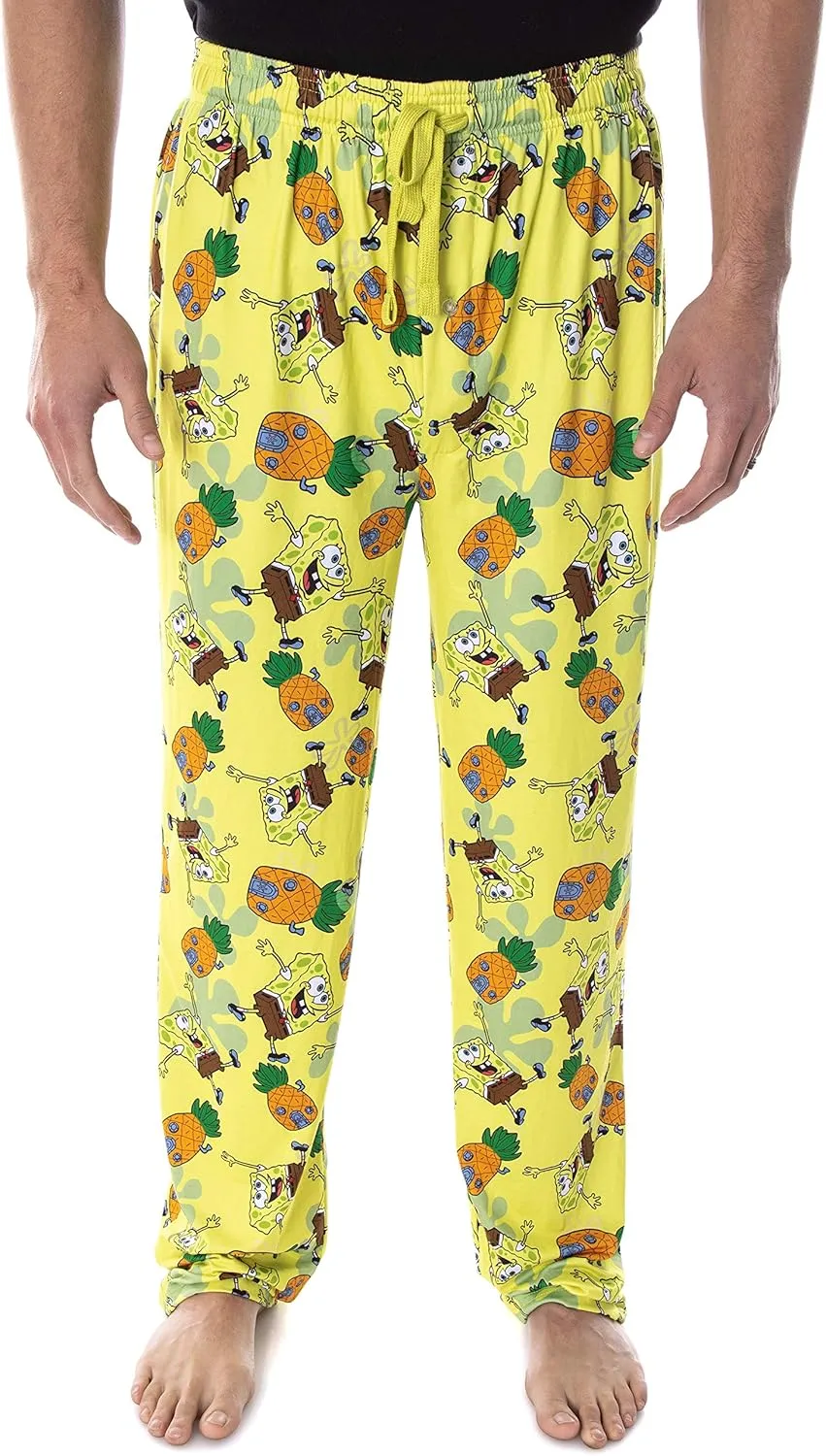loess bilingualism rash slam popular transformation House Adult Loungewear Sleep Pajama Pants SpongeBob SquarePants Men's Pineapple 