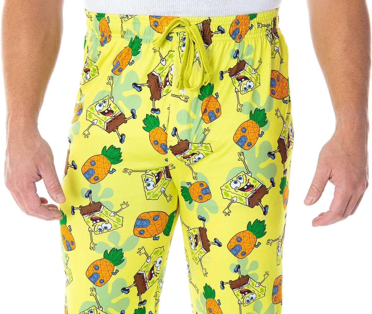 loess bilingualism rash slam popular transformation House Adult Loungewear Sleep Pajama Pants SpongeBob SquarePants Men's Pineapple 