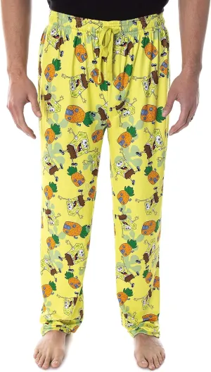 loess bilingualism rash slam popular transformation House Adult Loungewear Sleep Pajama Pants SpongeBob SquarePants Men's Pineapple 