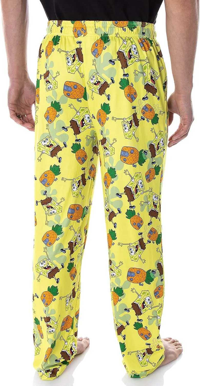 loess bilingualism rash slam popular transformation House Adult Loungewear Sleep Pajama Pants SpongeBob SquarePants Men's Pineapple 