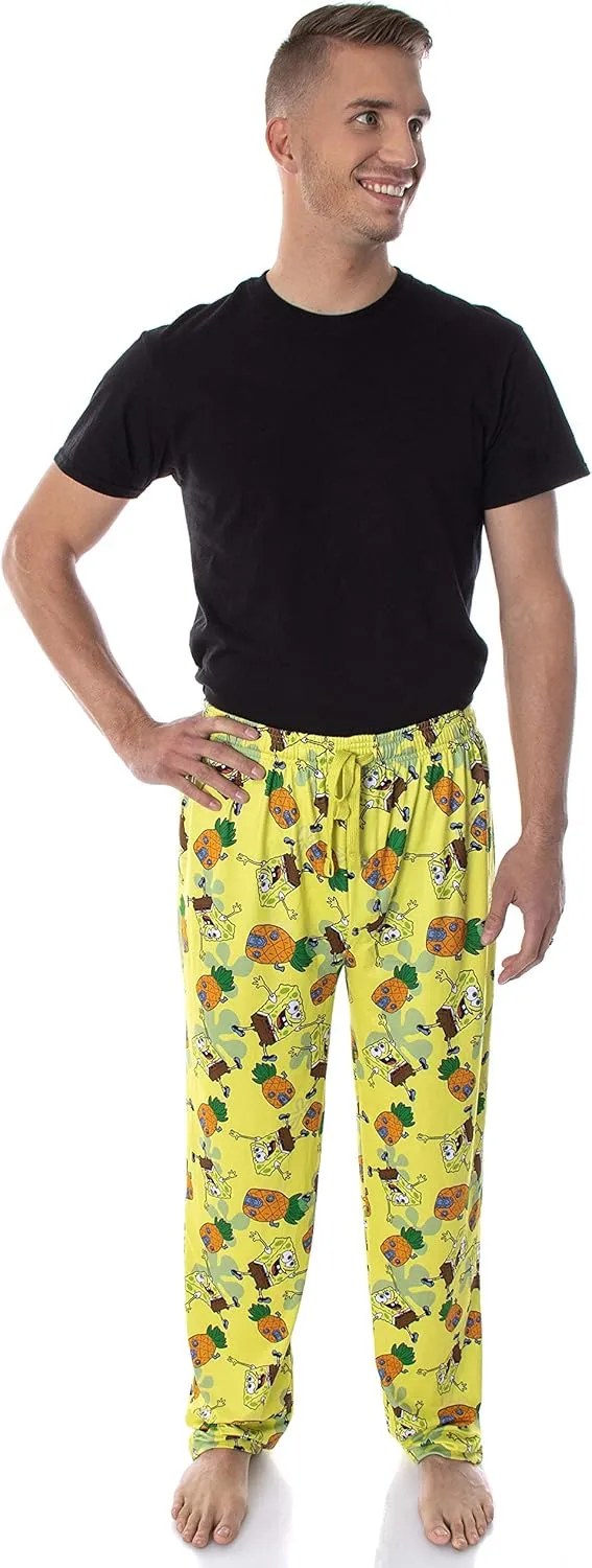 loess bilingualism rash slam popular transformation House Adult Loungewear Sleep Pajama Pants SpongeBob SquarePants Men's Pineapple 