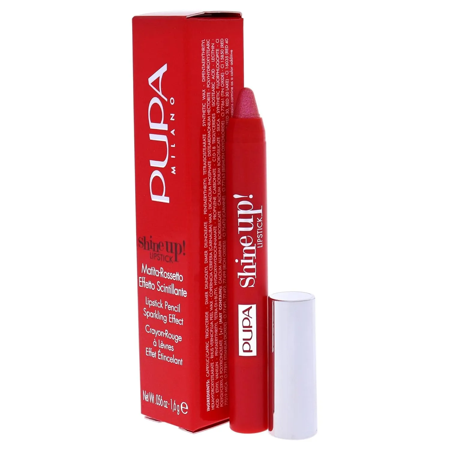 Love - 0.056 OZ Pupa Milano Shine Up! Lipstick - Provides Definition And Fullness - Two endogenous hole In One Crayon - Achieve Full Metallic Finish - Provides Extreme Shimmer - Long Lasting - 002 First 